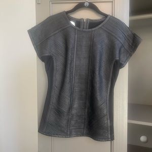 leather top w partial exposed back zipper with jersey back for better fit